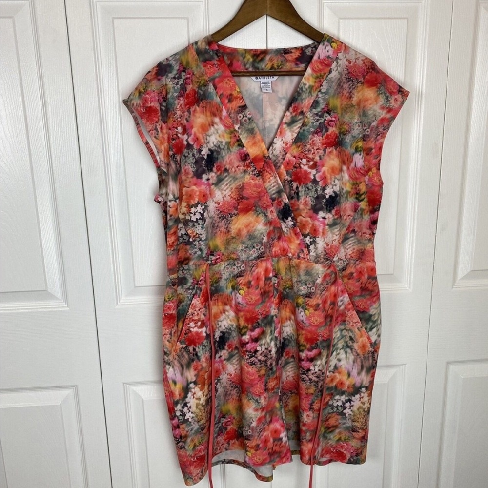 NWT Athleta Marlow Romper Bloom size XS. Short Sleeve Tie Wrap.